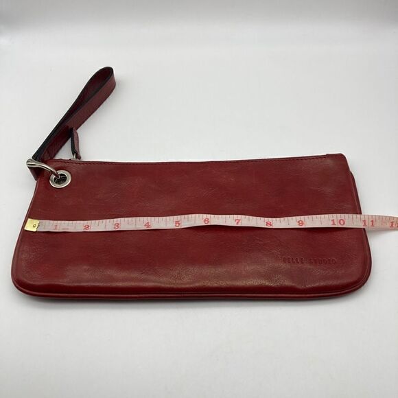 Pelle Studio Wilsons Italian Leather Unisex Wristlet Cherry Color - Picture 11 of 12